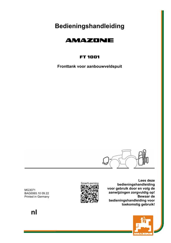 Bedieningshandleiding FRONTTANK FT 1001