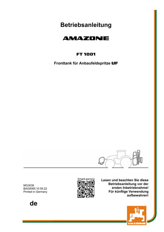 Betriebsanleitung FRONTTANK FT 1001