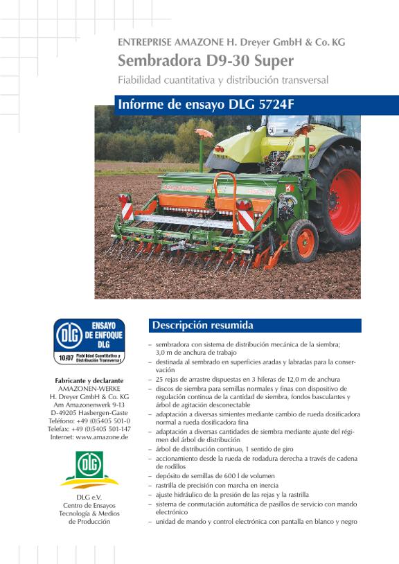 Informe de ensayo DLG 5724F Amazone D9