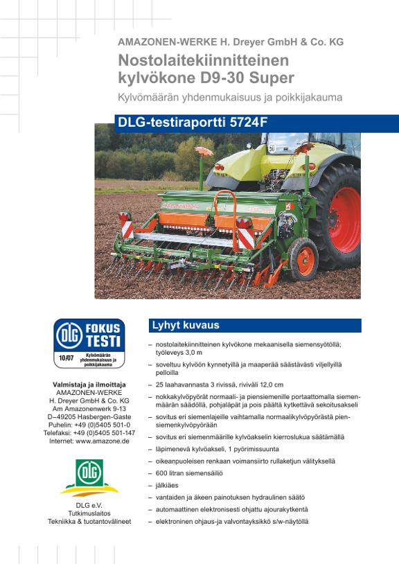 DLG-testiraportti 5724F Amazone D9