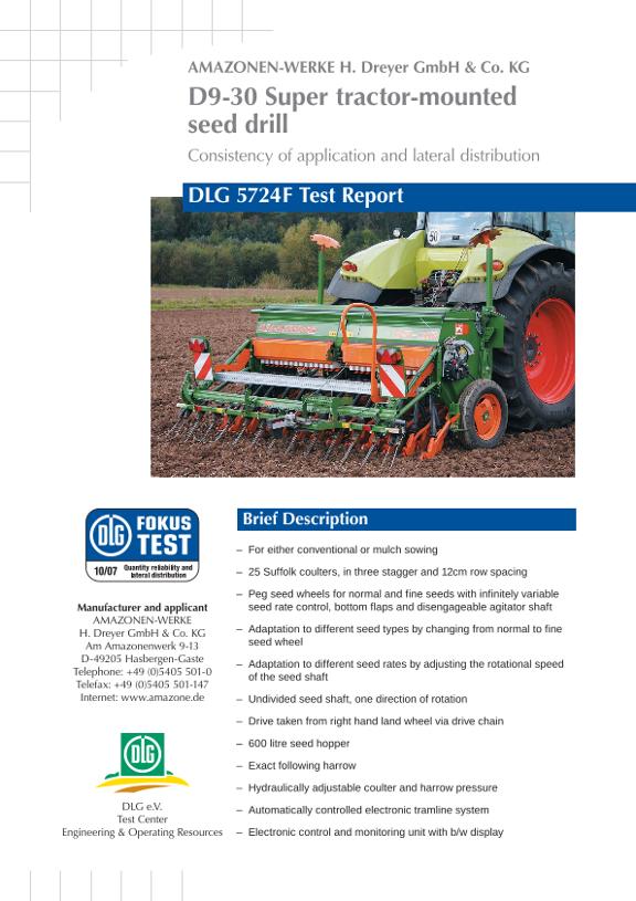 DLG 5724F Test Report Amazone D9