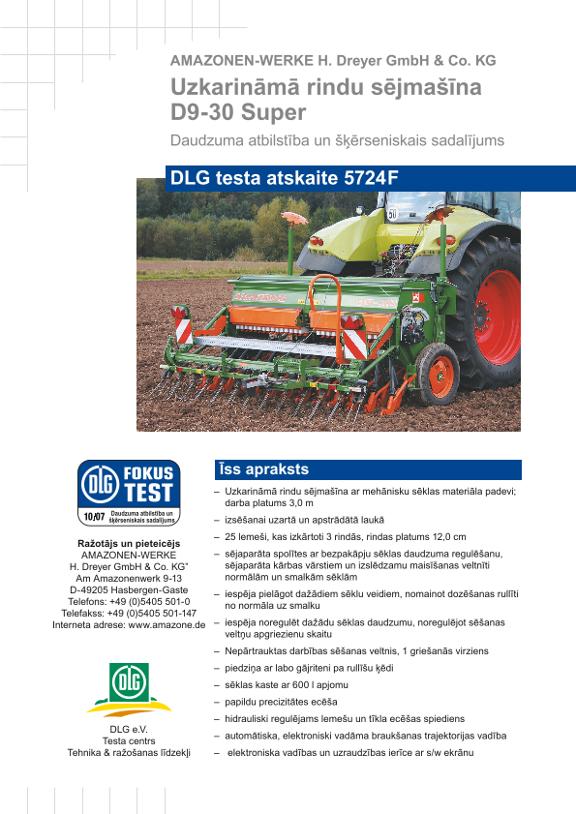 DLG testa atskaite 5724F Amazone D9