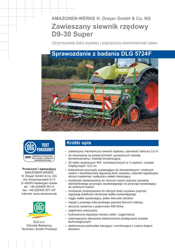 Sprawozdanie z badania DLG 5724F Amazone D9