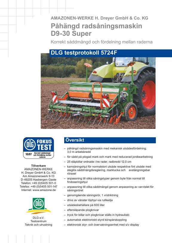 DLG testprotokoll 5724F Amazone D9