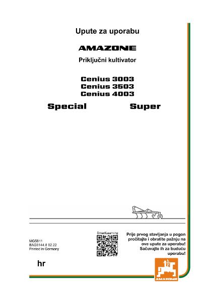 Upute za uporabu CENIUS 3003/3503/4003