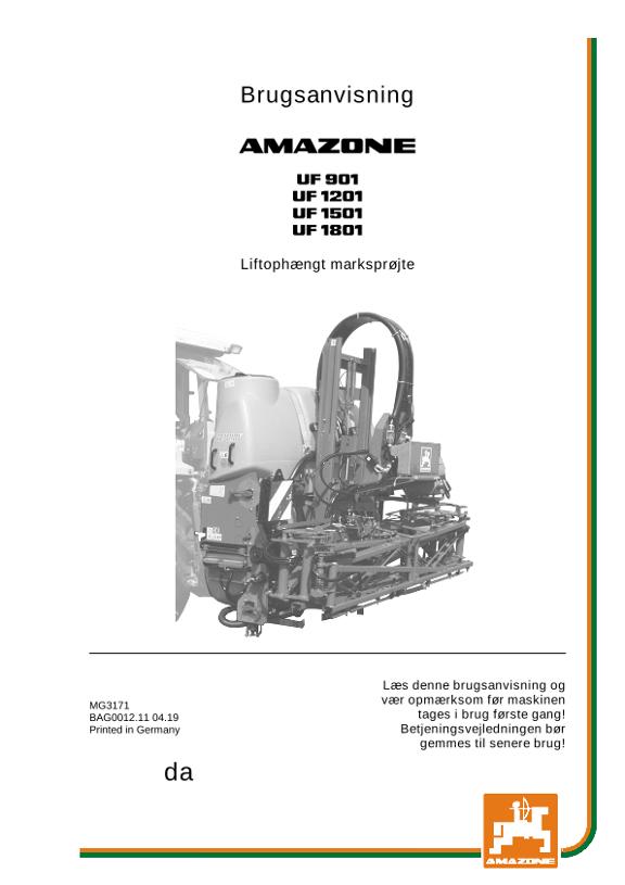 Brugsanvisning UF 901/1201/1501/1801