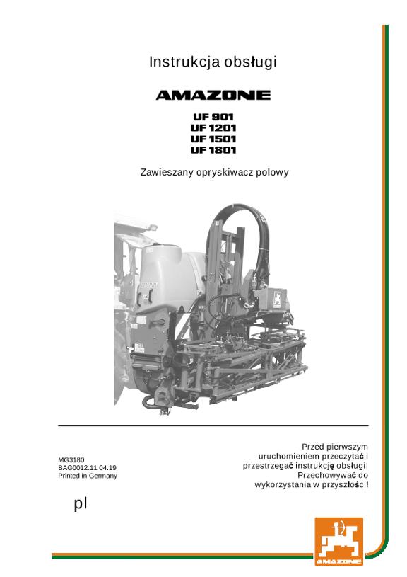 Instrukcja obsługi UF 901/1201/1501/1801