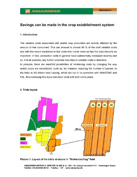 Mailing Savings can be made in the crop establishment system