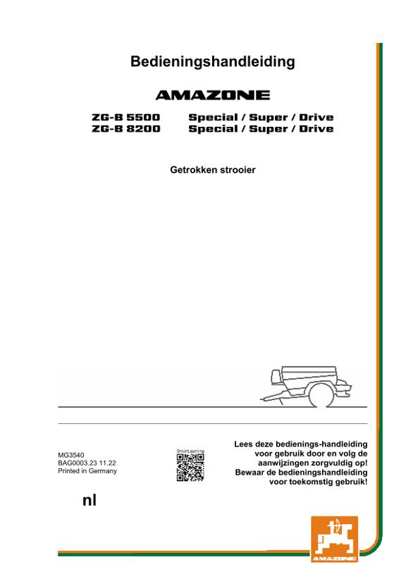 Bedieningshandleiding ZG-B 5500/8200 SPECIAL/SUPER/DRIVE
