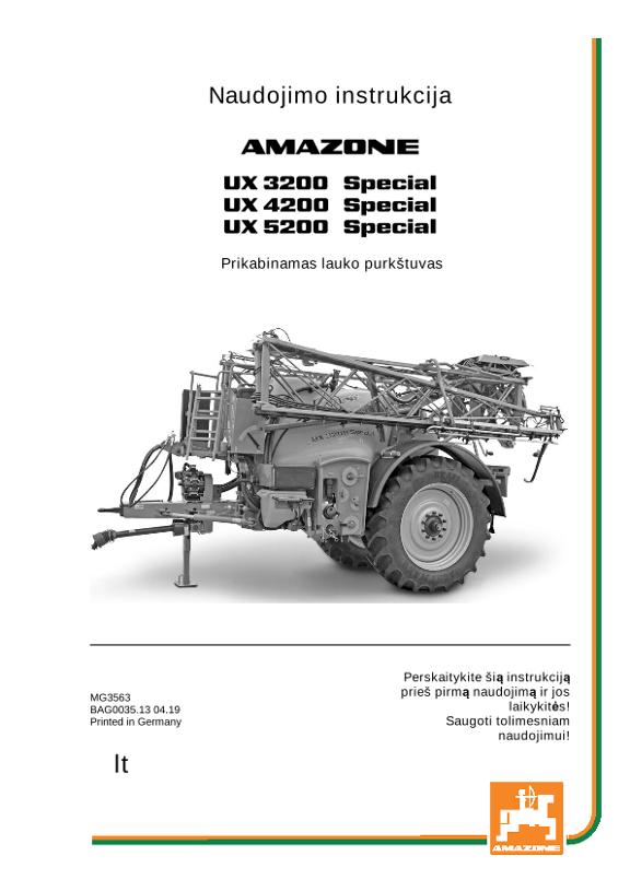 Naudojimo instrukcija UX 3200/4200 SPECIAL