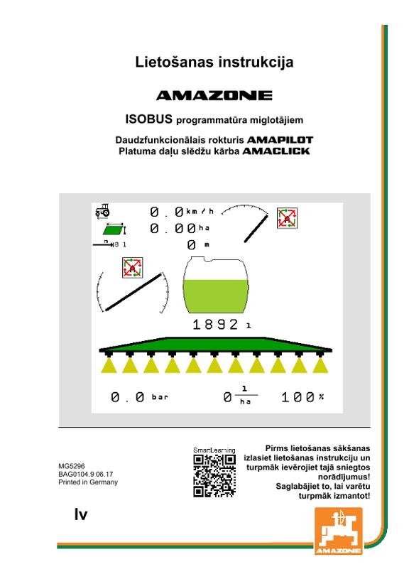 Ekspluatācijas instrukcija ISOBUS SOFTWARE SPRITZE