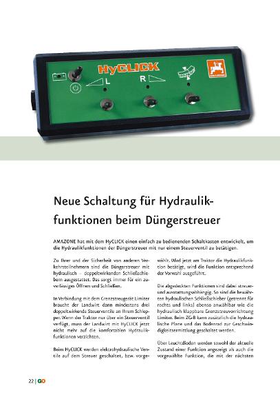 GO Neuheiten 2010 - Neue Schaltung für Hydraulikfunktionen beim Düngerstreuer