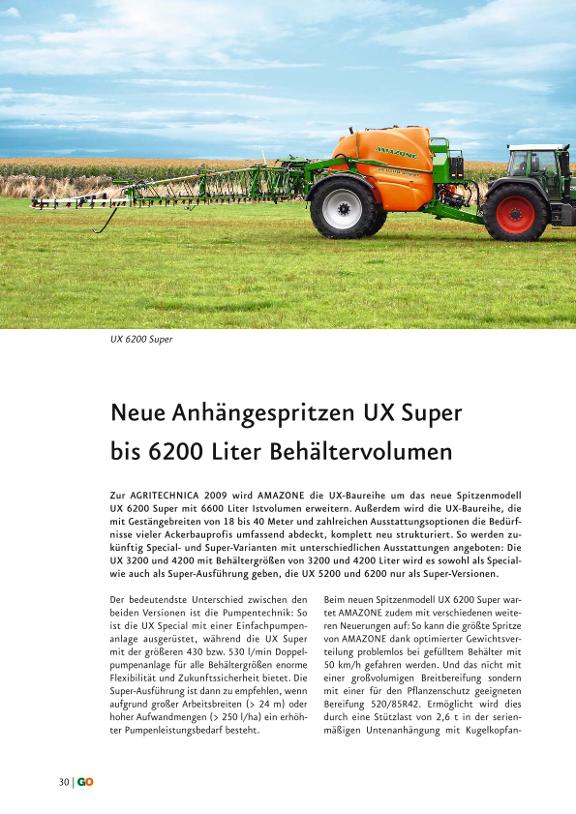 GO Neuheiten 2010 - Neue Anhängespritzen UX Super bis 6200 Liter Behältervolumen