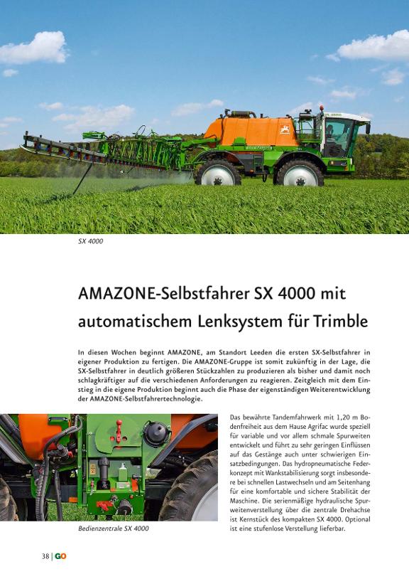 GO Neuheiten 2010 - AMAZONE-Selbstfahrer SX 4000 mit automatischem Lenksystem für Trimble