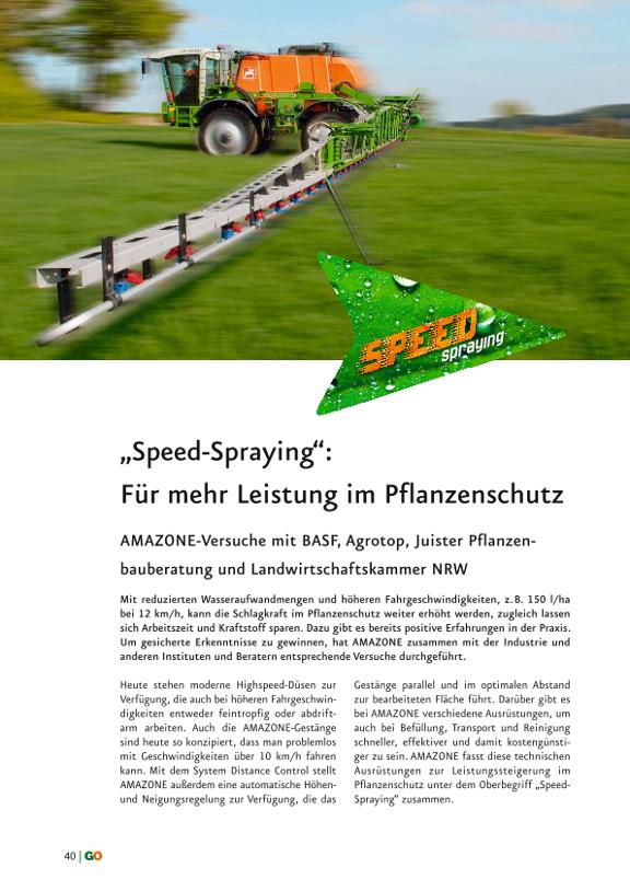 GO Neuheiten 2010 - „Speed-Spraying“: Für mehr Leistung im Pflanzenschutz