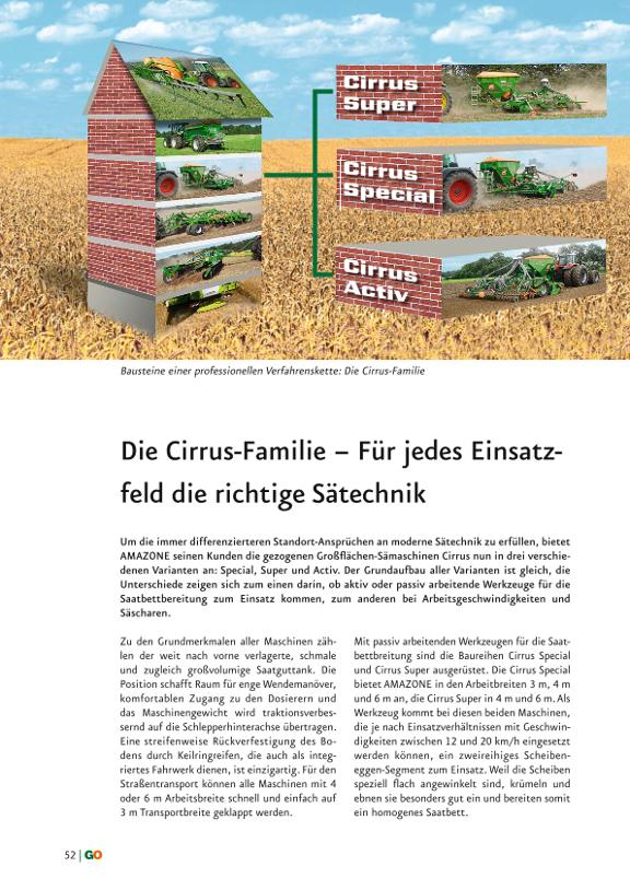 GO Neuheiten 2010 - Die Cirrus-Familie – Für jedes Einsatzfeld die richtige Sätechnik