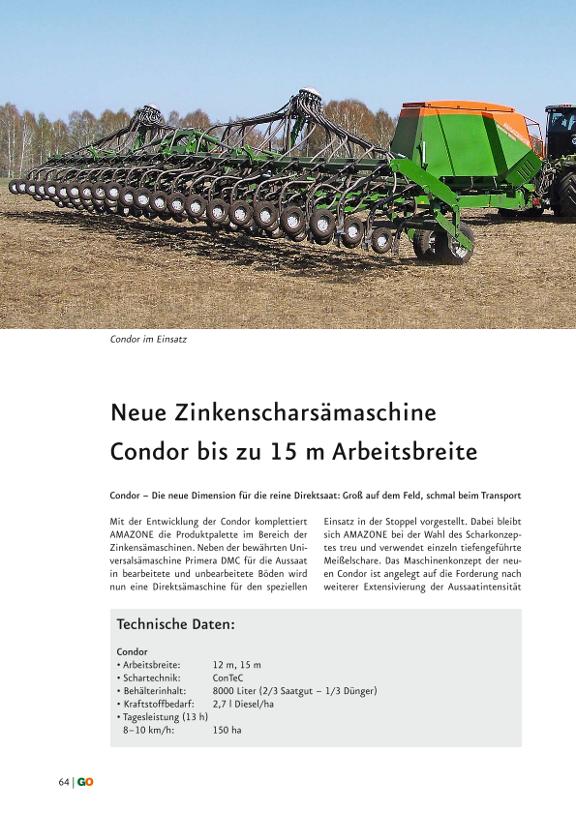 GO Neuheiten 2010 - Neue Zinkenscharsämaschine Condor bis zu 15 m Arbeitsbreite