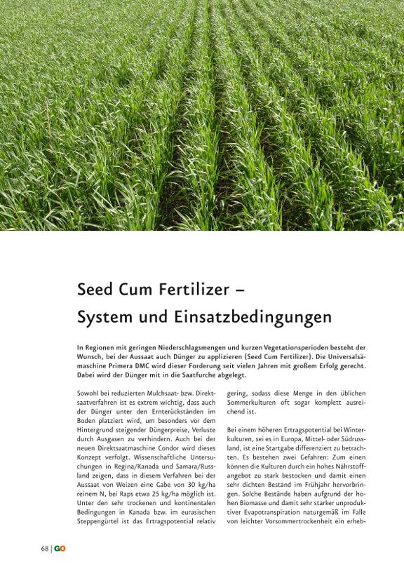 GO Neuheiten 2010 - Seed Cum Fertilizer – System und Einsatzbedingungen