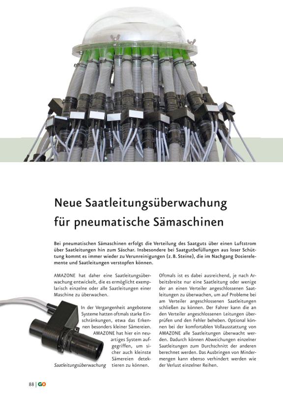 GO Neuheiten 2010 - Neue Saatleitungsüberwachung für pneumatische Sämaschinen