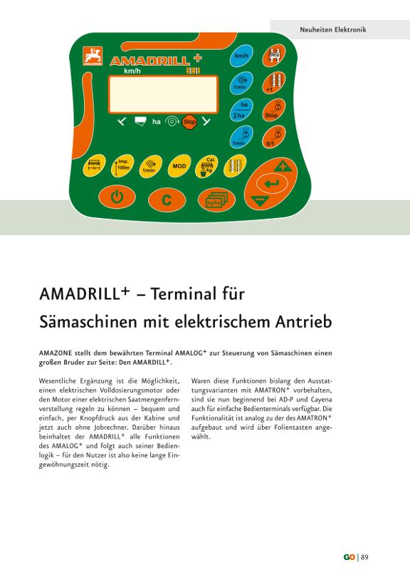 GO Neuheiten 2010 - AMADRILL+ – Terminal für Sämaschinen mit elektrischem Antrieb