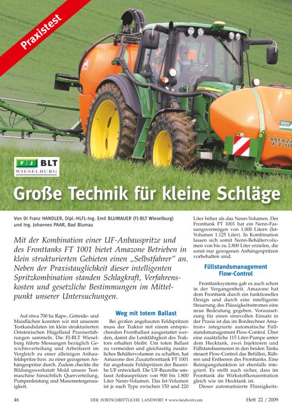 Test: UF mit FT - Der fortschrittliche Landwirt Ausgabe 22/2009