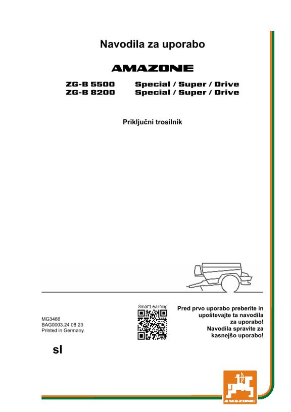 Navodila za uporabo ZG-B 5500/8200 SPECIAL/SUPER/DRIVE