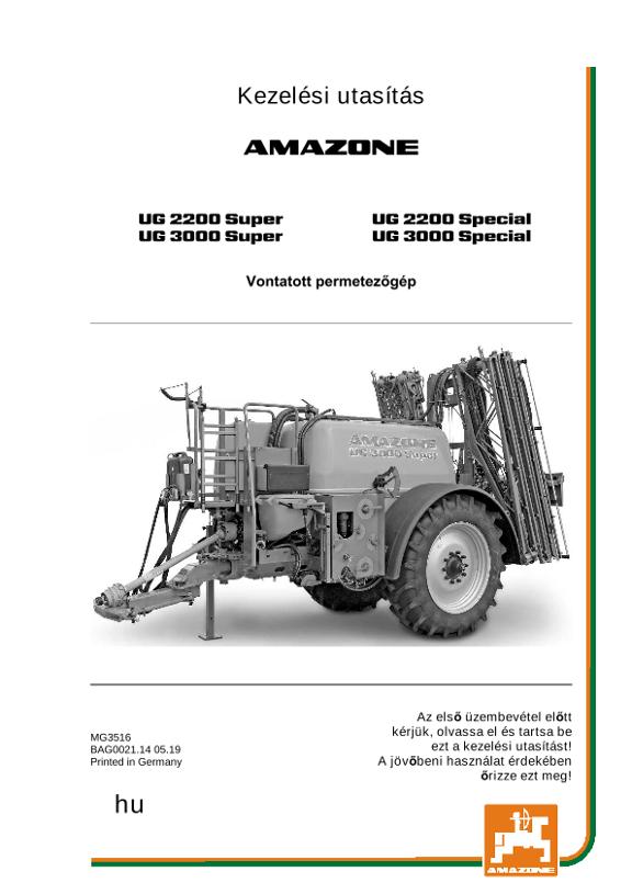 Kezelési útmutató UG 2200/3000 SUPER/SPECIAL