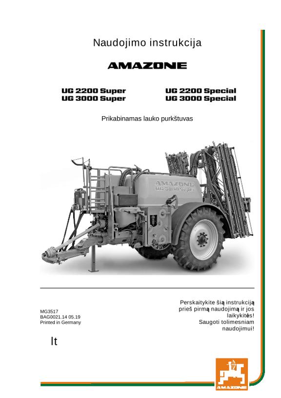 Naudojimo instrukcija UG 2200/3000 SUPER/SPECIAL