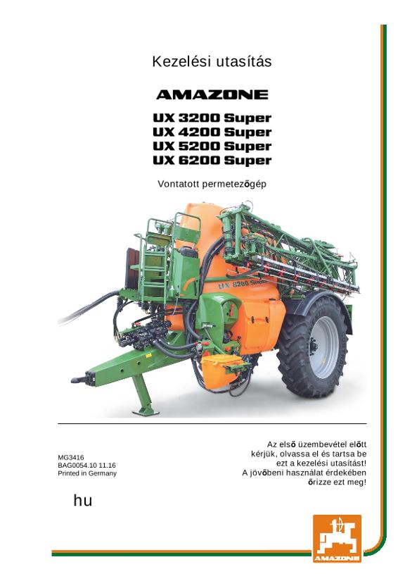 Kezelési útmutató UX 3200/4200/5200/6200 SUPER