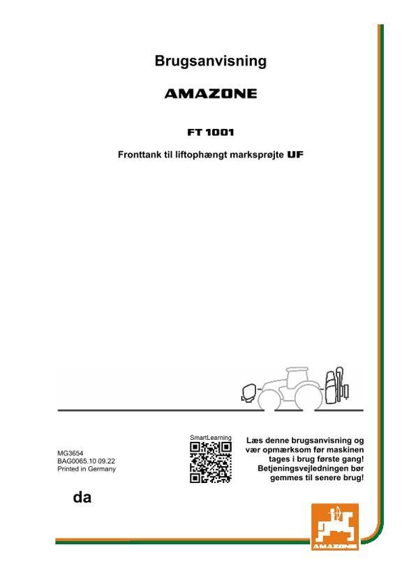 Brugsanvisning FRONTTANK FT 1001 