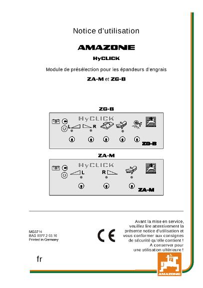 Notice d'utilisation HYCLICK ZA / ZG-B 