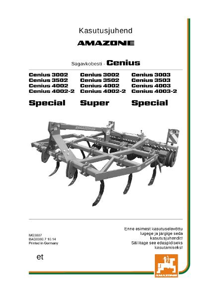 Kasutusjuhend CENIUS 3002/3502/4002/4002-2
