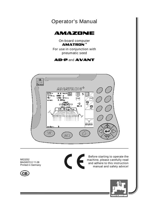 Operation manual AMATRON+ for AD-P / AVANT