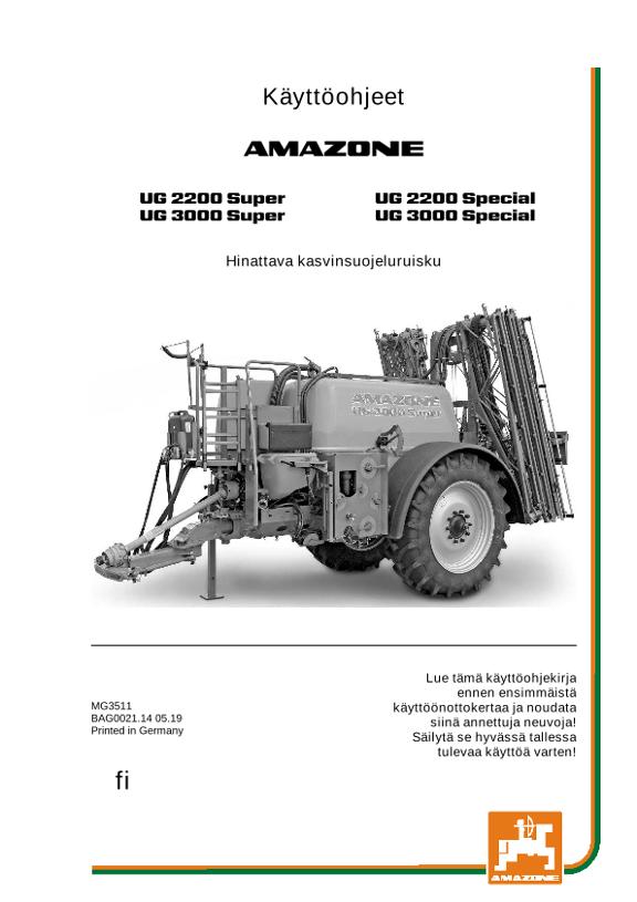 Käyttöohjekirja UG 2200/3000 SUPER/SPECIAL