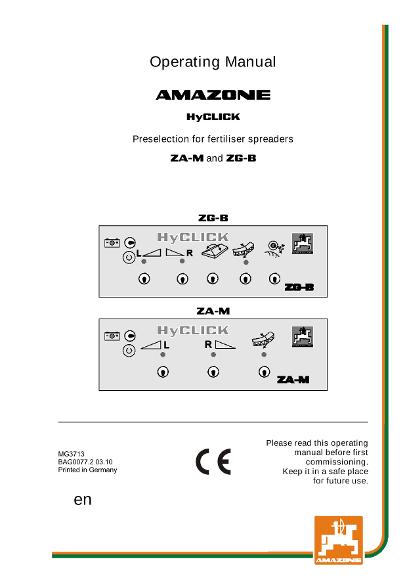 Operation manual HYCLICK ZA / ZG-B 