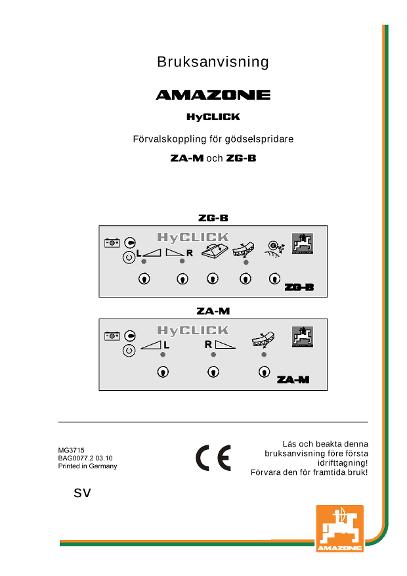 Instruktionsbok HYCLICK ZA / ZG-B 