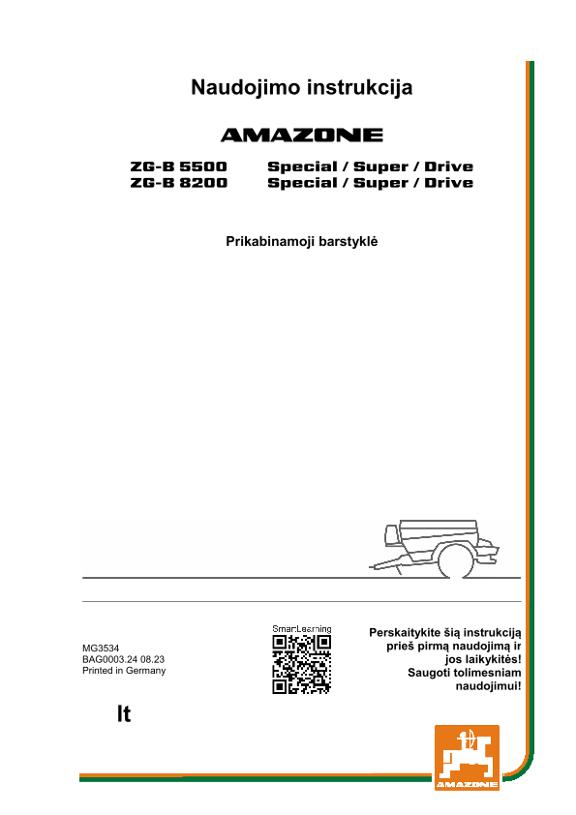 Naudojimo instrukcija ZG-B 5500/8200 SPECIAL/SUPER/DRIVE