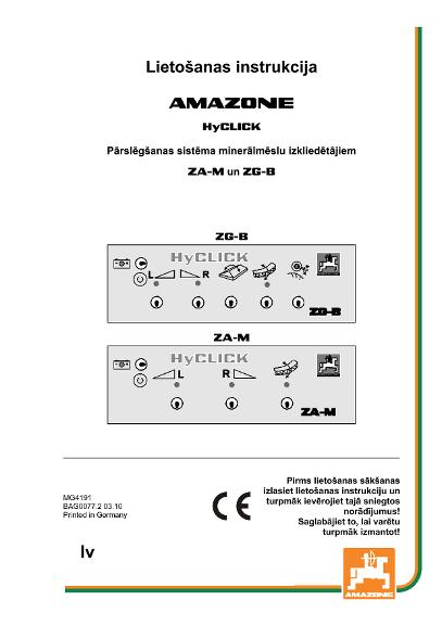 Ekspluatācijas instrukcija HYCLICK ZA / ZG-B 