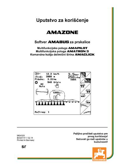 Uputstvo za korišćenje Software AMABUS Feldspritze
