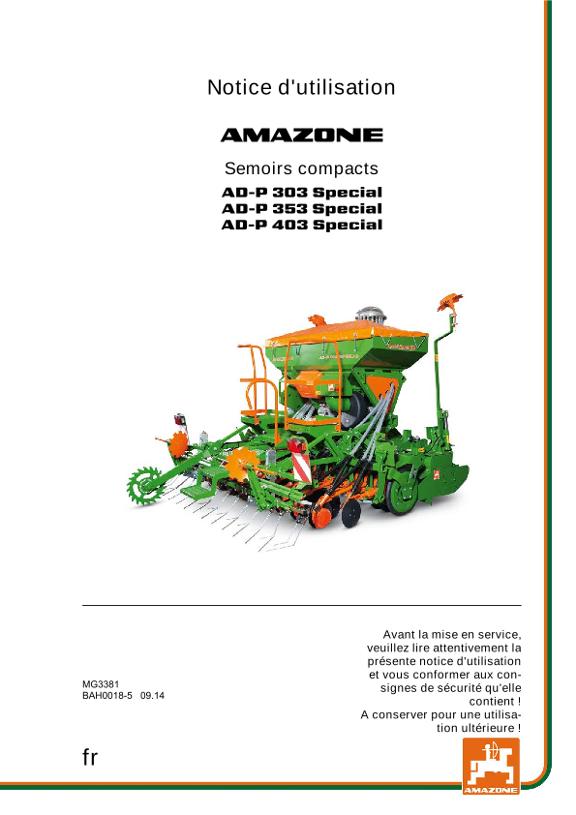 Notice d'utilisation AD-P 303/353/403 SPECIAL