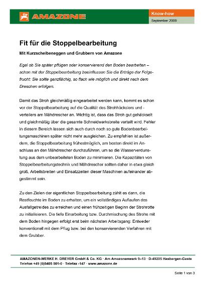 AMAZONE Know-How - Fit für die Stoppelbearbeitung