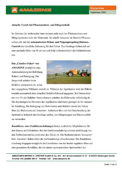AMAZONE Know How - Aktuelle Trends bei der Pflanzenschutztechnik