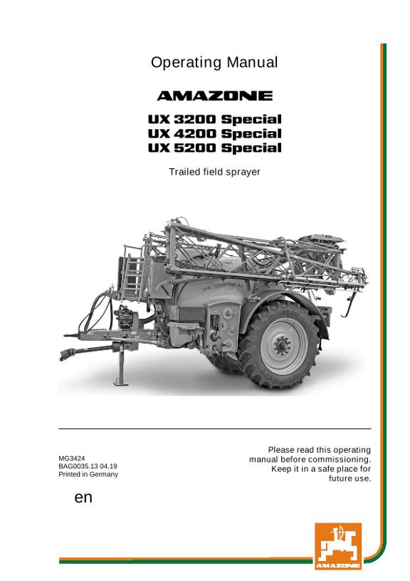 Operation manual UX 3200/4200 SPECIAL 