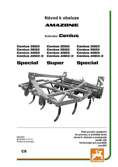 Návod na obsluhu CENIUS 3002/3502/4002/4002-2