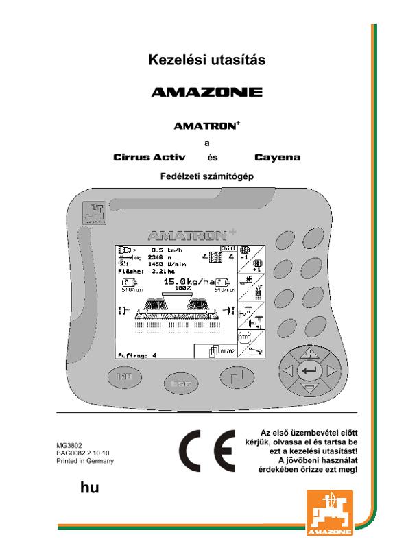 Kezelési útmutató AMATRON+ CIRRUS ACTIV / CAYENA 