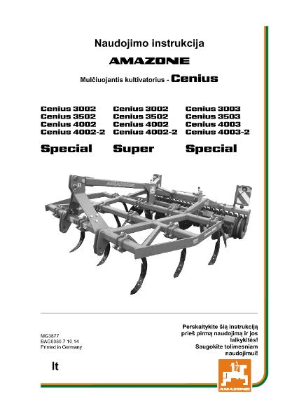 Naudojimo instrukcija CENIUS 3002/3502/4002/4002-2