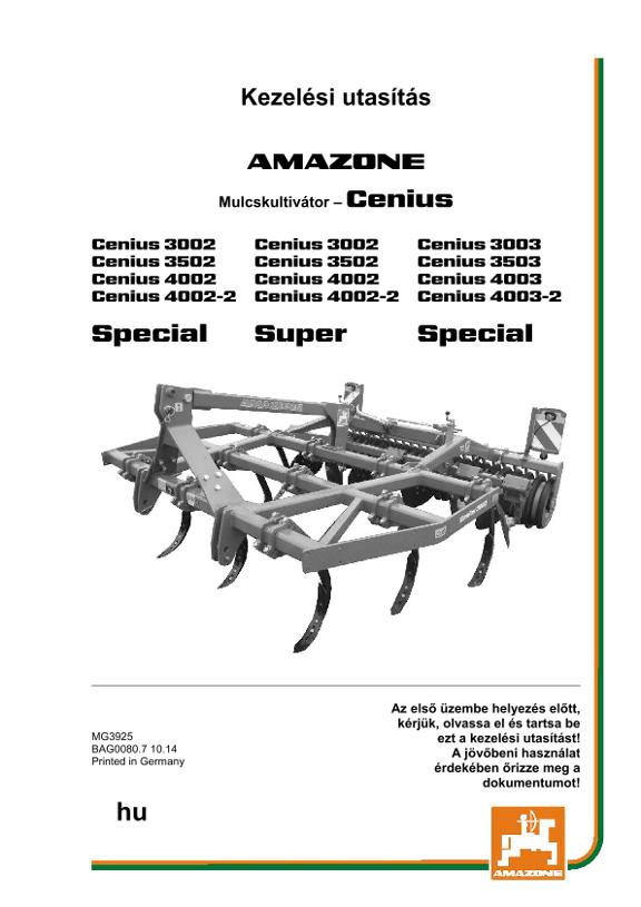 Kezelési útmutató CENIUS 3002/3502/4002/4002-2