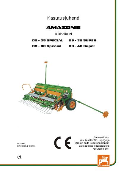 Kasutusjuhend D9-25/30/40 SUPER / SPECIAL