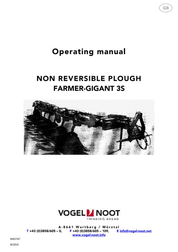 Operation manual Farmer Gigant 3S