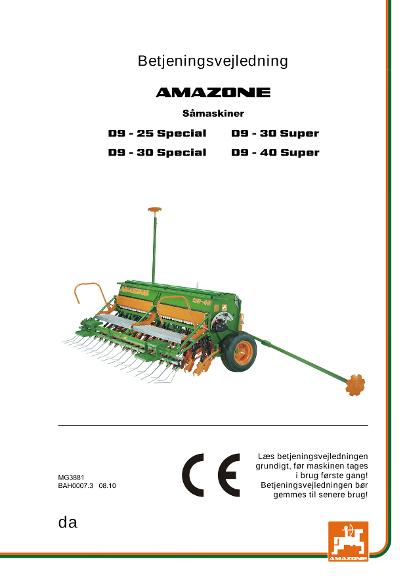Brugsanvisning D9-25/30/40 SUPER / SPECIAL 